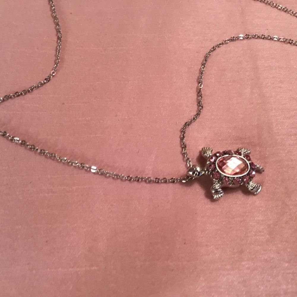 Silvertone Pink Crystal Necklace